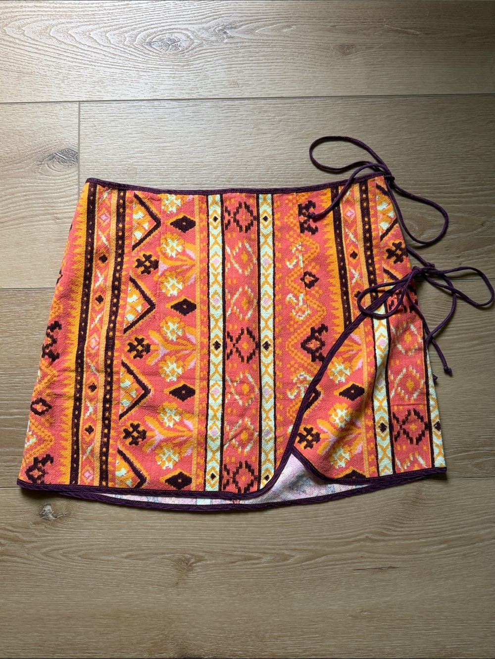 NWT Free People Orange Aztec Mini Skirt